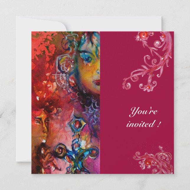 Convite EXCALIBUR , vermelho brilhante , (Frente)