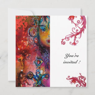 Convite EXCALIBUR , vermelho brilhante , branco