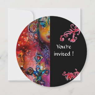 Convite EXCALIBUR , vermelho brilhante, preto