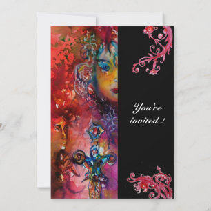 Convite EXCALIBUR , vermelho brilhante, preto