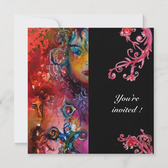 Convite EXCALIBUR , vermelho brilhante, preto (Frente)