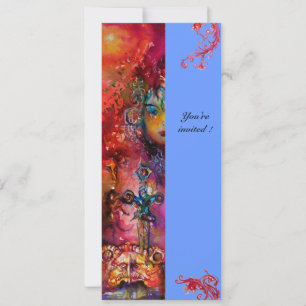 Convite EXCALIBUR , vermelho brilhante, rosa azul