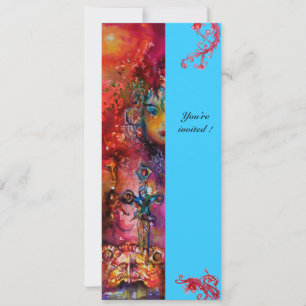 Convite EXCALIBUR , vermelho brilhante , rosa azul