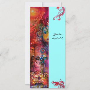 Convite EXCALIBUR , vermelho brilhante, rosa azul