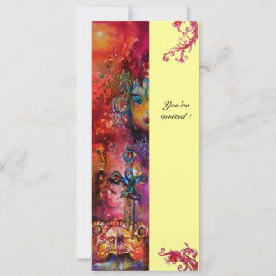 Convite EXCALIBUR , vermelho brilhante, rosa azul amarelo