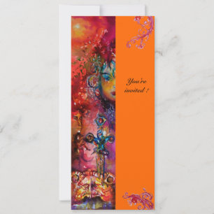 Convite EXCALIBUR, vermelho brilhante, rosa azul amarelo