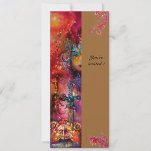 Convite EXCALIBUR, vermelho brilhante, rosa azul amarelo