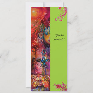 Convite EXCALIBUR, vermelho brilhante, rosa azul verde