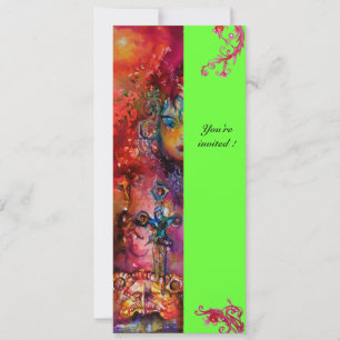 Convite EXCALIBUR , vermelho brilhante , rosa azul verde