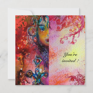 Convite EXCALIBUR , vermelho brilhante , rosa roxo