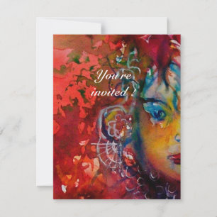 Convite EXCALIBUR , vermelho brilhante, rosa roxo