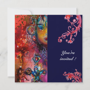 Convite EXCALIBUR , vermelho brilhante ,roxo