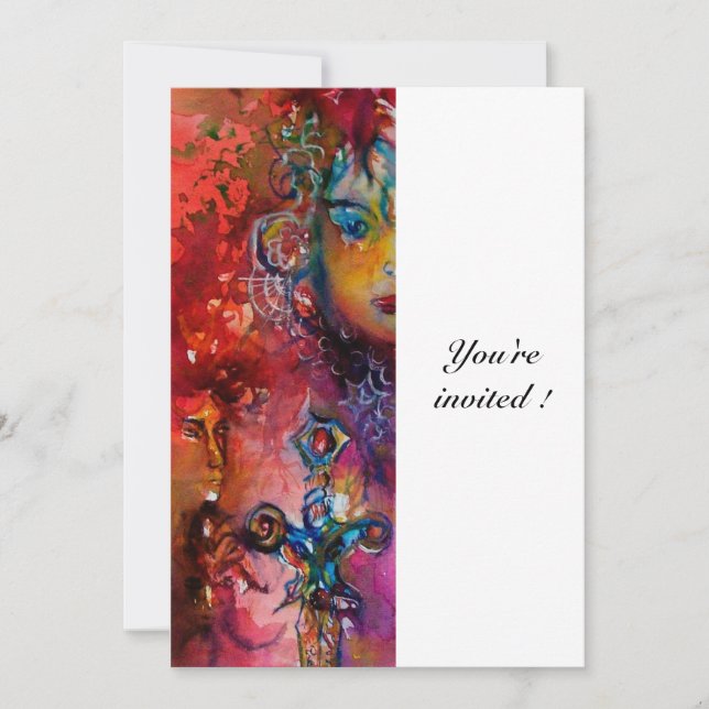 Convite EXCALIBUR, vermelho vivo, branco (Frente)