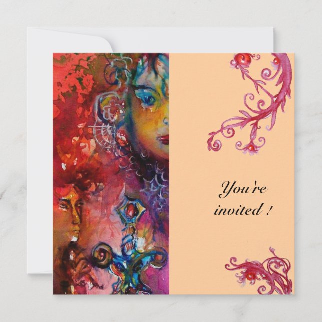 Convite EXCALIBUR, vermelho vivo, rosa (Frente)