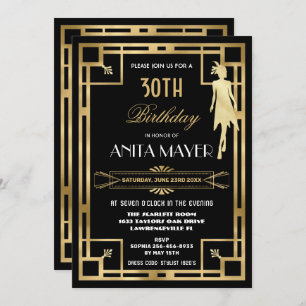 Convite Excelente Art Deco Gatsby Roaring 20s Aniversário 