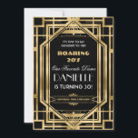 Convite Excelente Art Deco Gatsby Roaring 20s aniversário<br><div class="desc">Personalize este Excelente de arte vintage, Gatsby, ao rodar o convite para aniversário de 30 anos 20s de forma fácil e rápida, basta pressionar o botão personalizar para reorganizar e formatar o estilo e a colocação do texto. Apresentando um quadro de deco de arte quic e esquema de cores preto...</div>