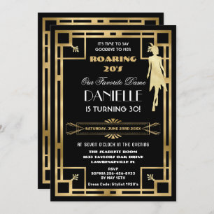 Convite Excelente Art Deco Gatsby Roaring 20s aniversário 