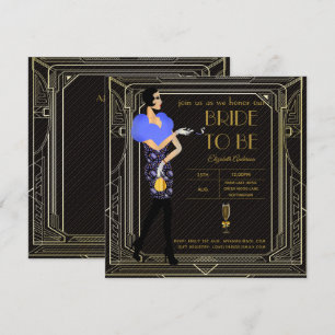 Convite Excelente Art Deco Gatsby Roaring 20s Chá de pane