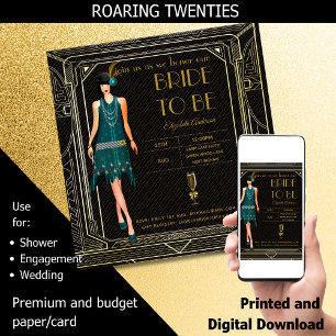 Convite Excelente Art Deco Gatsby Roaring Chá de panela 2