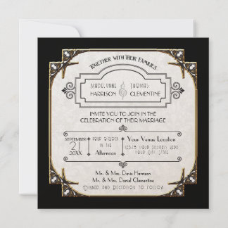 Convite Excelente Art Deco Gatsby Style Typografia n Lace