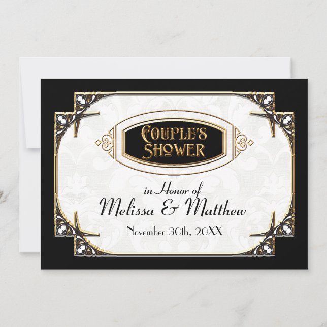 Convite Excelente Art Deco Gatsby Style Typografia n Lace  (Frente)