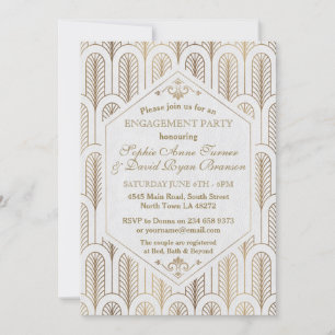 Convite Excelente Art Deco Gatsby White Dourado SWEET 16