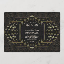 Convite Excelente de Arte Dourada Gatsby Chá de panela Tea