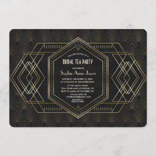 Convite Excelente de Arte Dourada Gatsby Chá de panela Tea