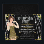 Convite Excelente de Gatsby Flapper Girl<br><div class="desc">Celebrar como fizeram nos anos vinte com nosso convite fabuloso e inspirado em Gatsby. Quer você esteja planejando uma festa de solteira ou uma festa de aniversário,  leve seu evento de volta no tempo para a fabulosa era da Arte Deco e uma vida esbanjada.</div>