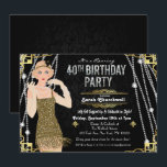 Convite Excelente de Gatsby Flapper Girl<br><div class="desc">Celebrar como fizeram nos anos vinte com nosso convite fabuloso e inspirado em Gatsby. Quer você esteja planejando uma festa de solteira ou uma festa de aniversário, leve seu evento de volta no tempo para a fabulosa era da Arte Deco e uma vida esbanjada. //OPÇÃO DE CABELO DE BRUNETTE DISPONÍVEL...</div>