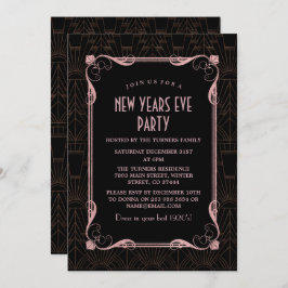 Convite Excelente de Raiz 20 Gatsby no Ano Novo, Rosa Dour