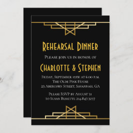 Convite Excelente Deco de Arte Retro Gatsby Casamento Dour