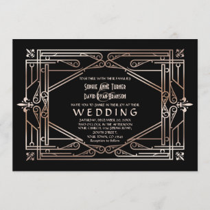 Convite Excelente Dourado de luxo Gatsby Art Deco 20s Casa