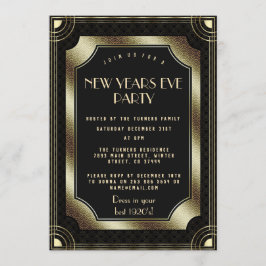 Convite Excelente Dourado de luxo Gatsby Black 20s Festa d