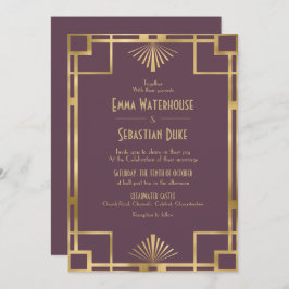 Convite Excelente elegante Gatsby Art Deco Casamento Invit