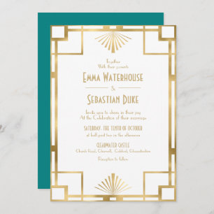 Convite Excelente elegante Gatsby Art Deco Wedding Invita