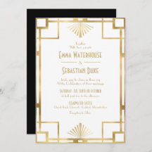 Excelente elegante Gatsby Art Deco Wedding Invita
