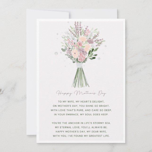 Convite Excelente Feliz dia de as mães Floral Rosa e Verde (Frente)