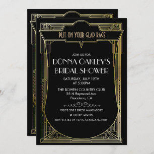 Convite Excelente Gatsby Art Deco Chá de panela