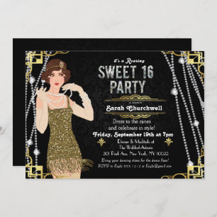 Convite Excelente Gatsby Flapper Sweet 16 Aniversário