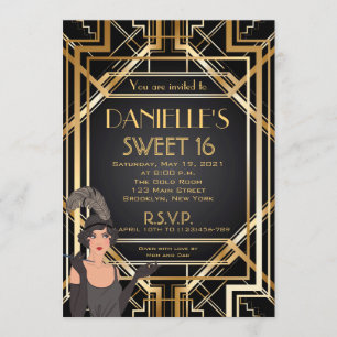 Convite Excelente Gatsby Inspirou Art Deco Sweet 16 Convit