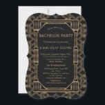 Convite Excelente negro Dourado elegante Gatsby 20s Bachel<br><div class="desc">Elegante Excelente Negro Dourado Gatsby Bachelor Party. Encantador, design de cartas Vintage com um Excelente estilo de arte Gatsby, uma velha Hollywood de 1920, com capa de folha de ouro falsa e fontes lindas. Use a ferramenta Personalizar para adicionar suas informações. Para obter mais informações, visite, por favor, minha Coleção...</div>