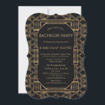 Convite Excelente negro Dourado elegante Gatsby 20s Bachel<br><div class="desc">Elegante Excelente Negro Dourado Gatsby Bachelor Party. Encantador, design de cartas Vintage com um Excelente estilo de arte Gatsby, uma velha Hollywood de 1920, com capa de folha de ouro falsa e fontes lindas. Use a ferramenta Personalizar para adicionar suas informações. Para obter mais informações, visite, por favor, minha Coleção...</div>