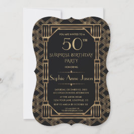 Convite Excelente preto Dourado Charm Gatsby 50ª Festa de