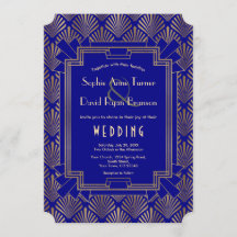 Excelente Real Marinho Azul Dourada Gatsby Art Dec