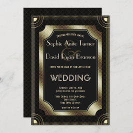 Convite Excelente Romântico Gatsby Art Deco 20s Casamento