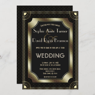 Convite Excelente Romântico Gatsby Art Deco 20s Casamento