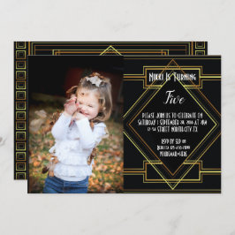 Convite excelentes pretos e dourados, por Festa de anivers