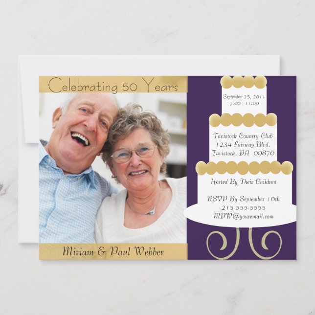 Convite exclusivo para 50 anos com foto em (Frente)
