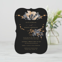 Convite Exclusivo Para Casamento Floral Dourado E